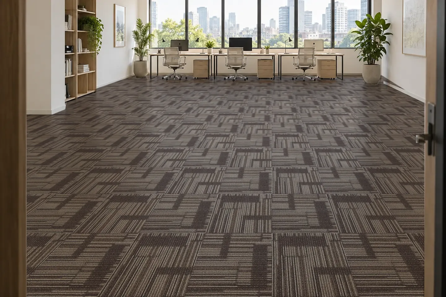 Thảm tấm văn phòng DC124-02 Thảm sọc ô DC124-02 ốp văn phòng