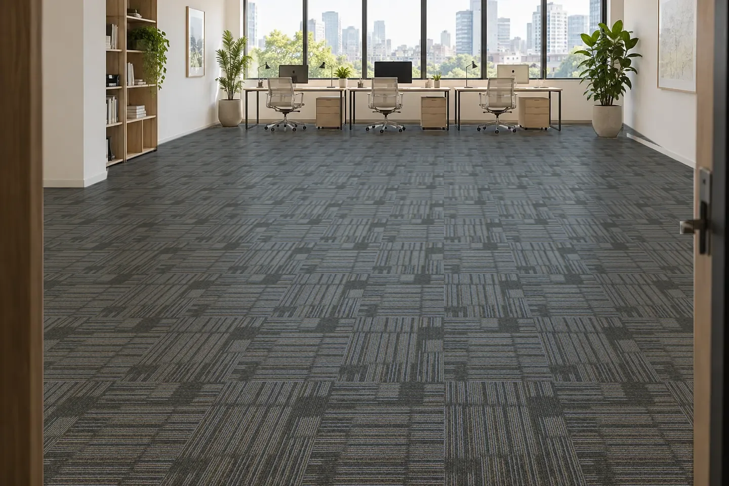 Thảm tấm văn phòng DC124-06 Thảm sọc ô DC124-06 ốp văn phòng