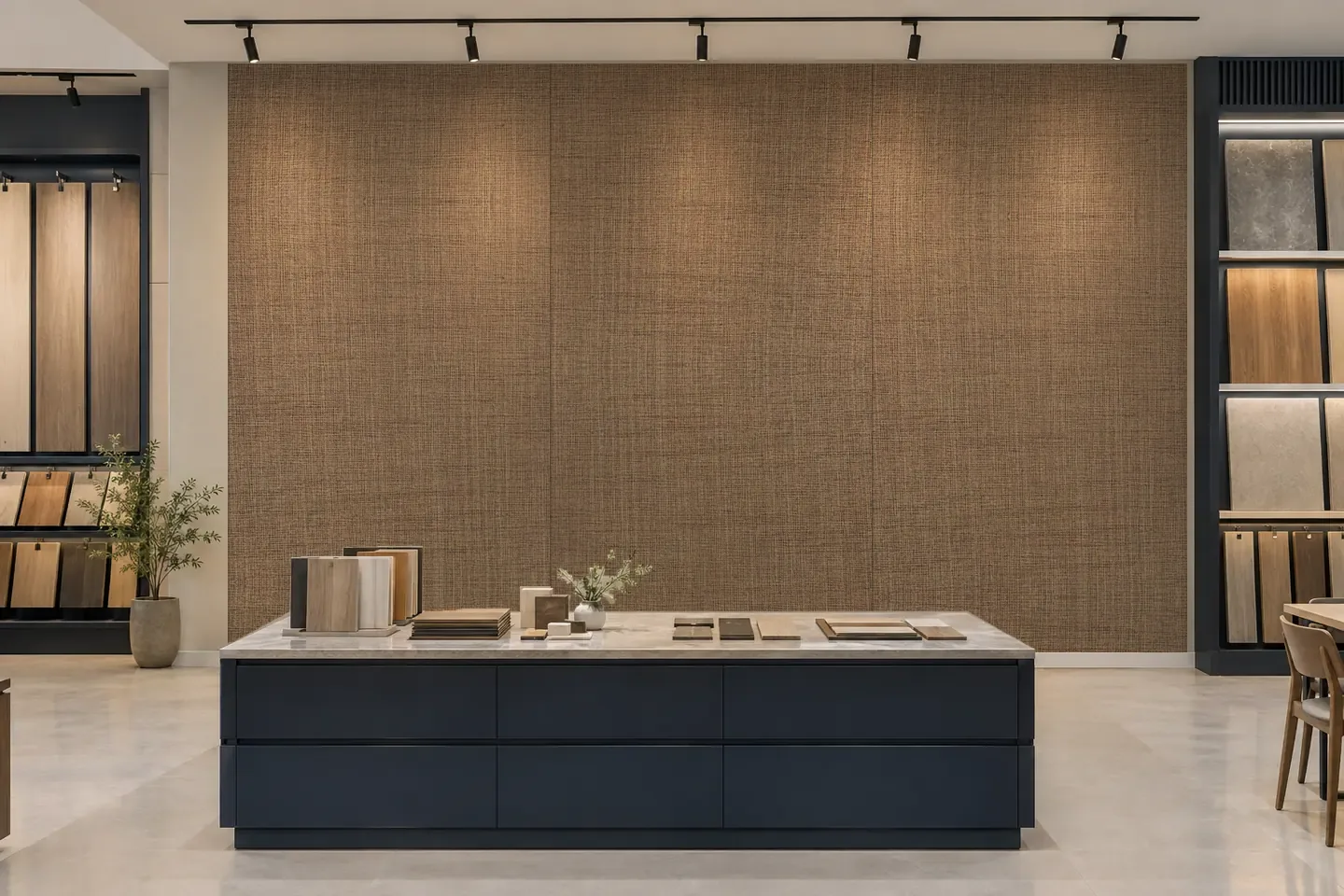 Tấm ốp than tre CL-2 Vân vải nâu vừa ốp showroom