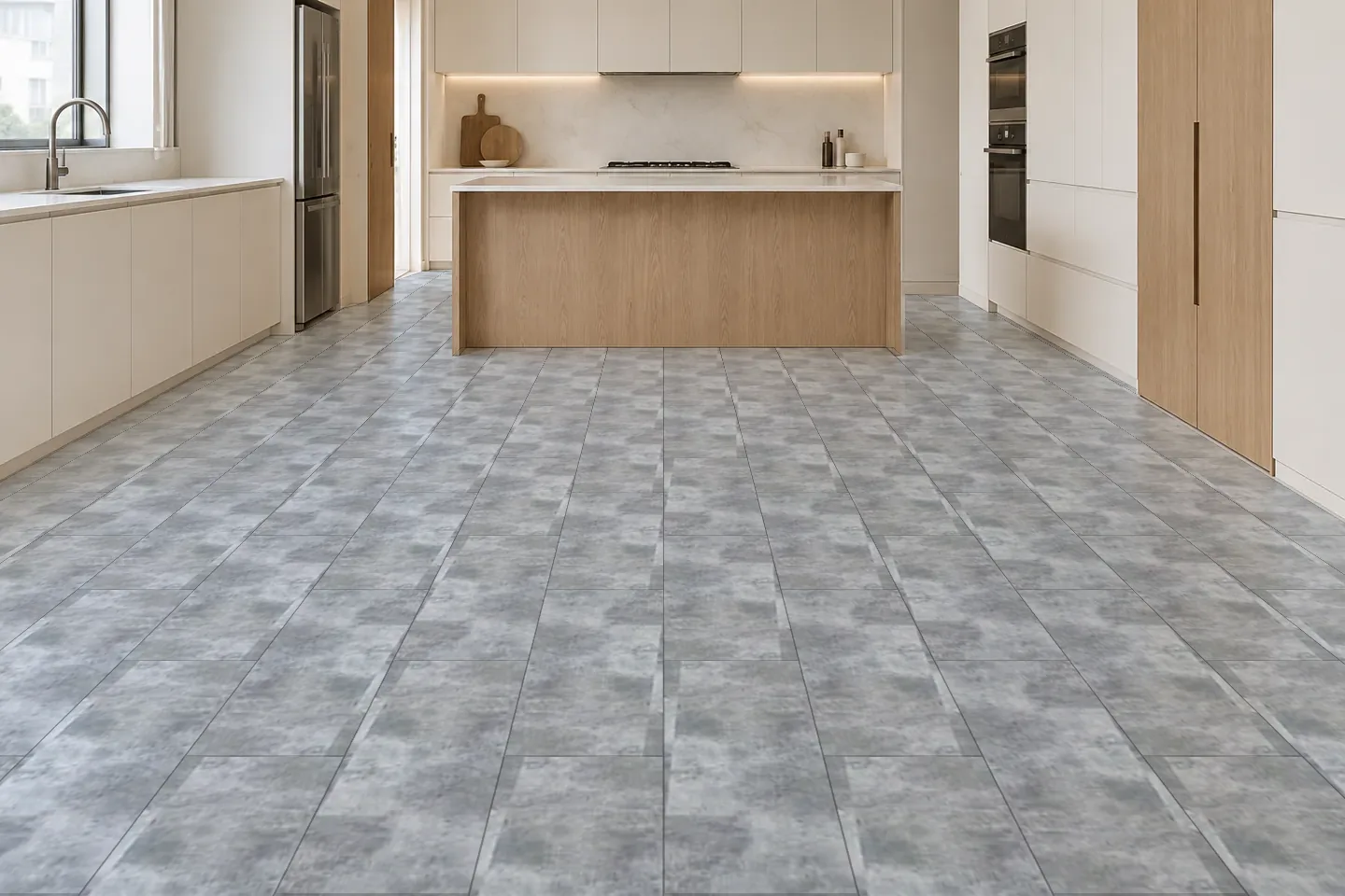 Sàn nhựa SPC SPC2202 Vân bê tông xám ốp bếp