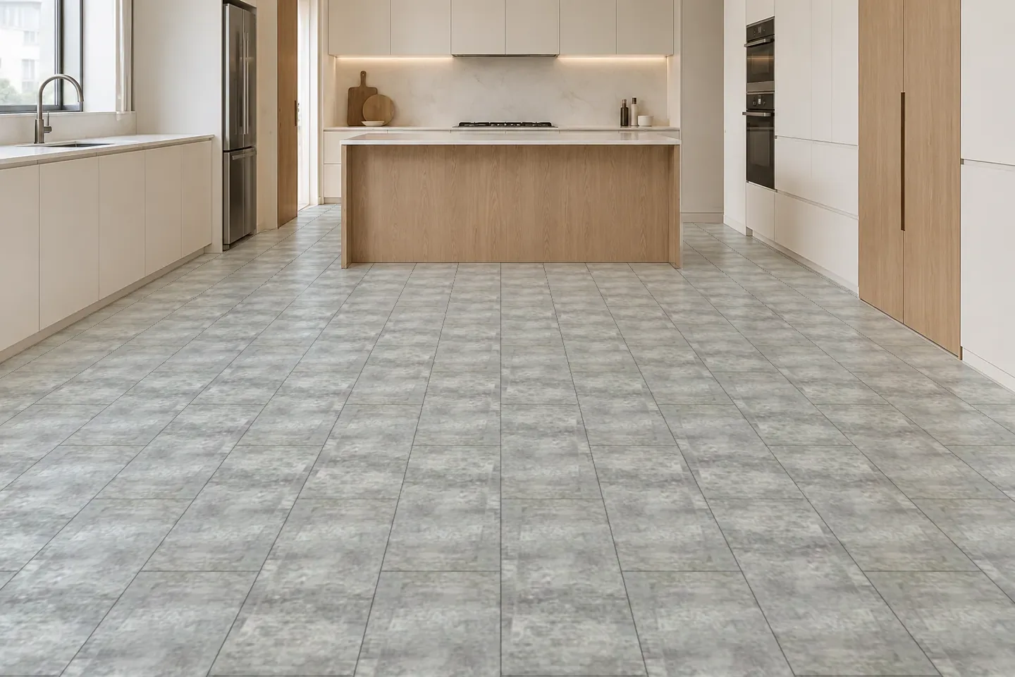 Sàn nhựa SPC SPC2205 Vân bê tông xám ốp bếp