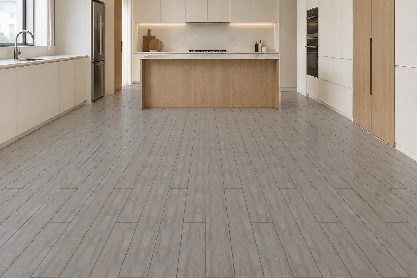 Sàn nhựa SPC US103 Vân gỗ xám ốp bếp